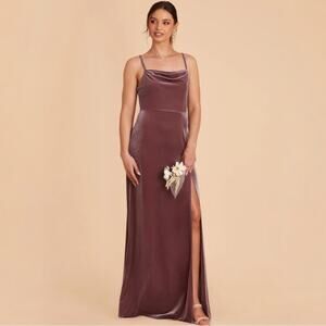 Birdy Grey Ash Velvet Cowl Neck Dress Small / Desert Rose Bridesmaid Formal NWT